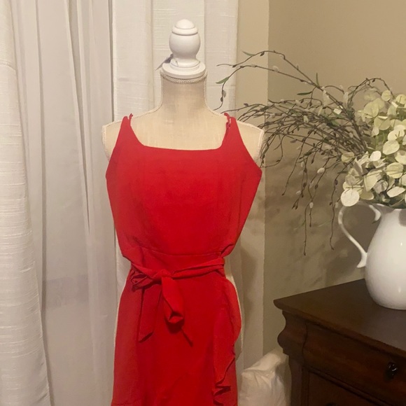 Red spaghetti strap dress with ruffle and tie! - Picture 1 of 1